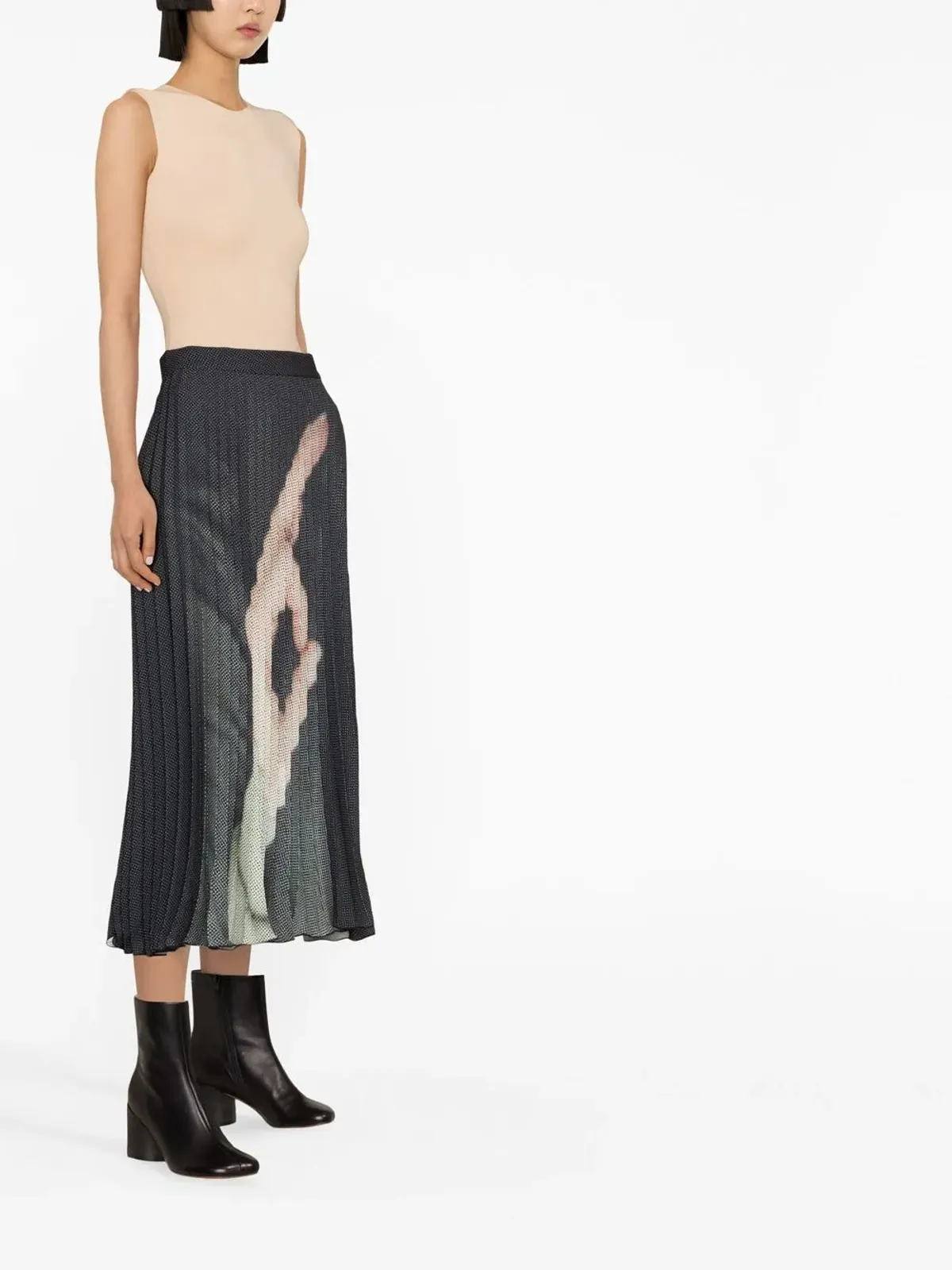MM6 Maison Margiela ハイウェストプリーツスカート - 画像3