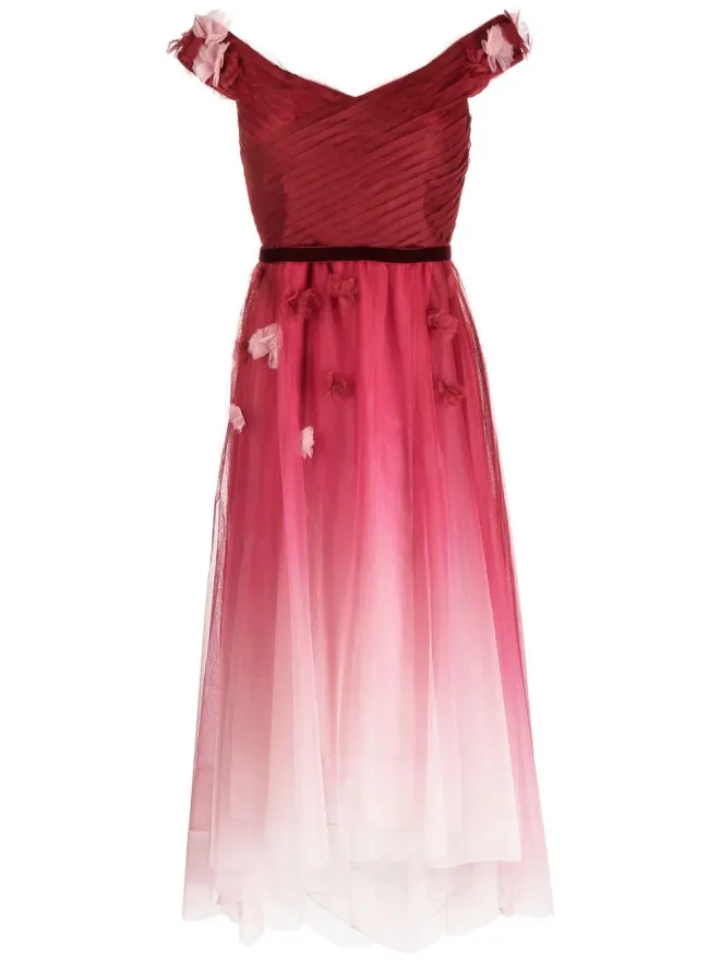 Marchesa Notte Marchesa Notte 花柄アップリケのグラデーション効果ドレスの商品画像
