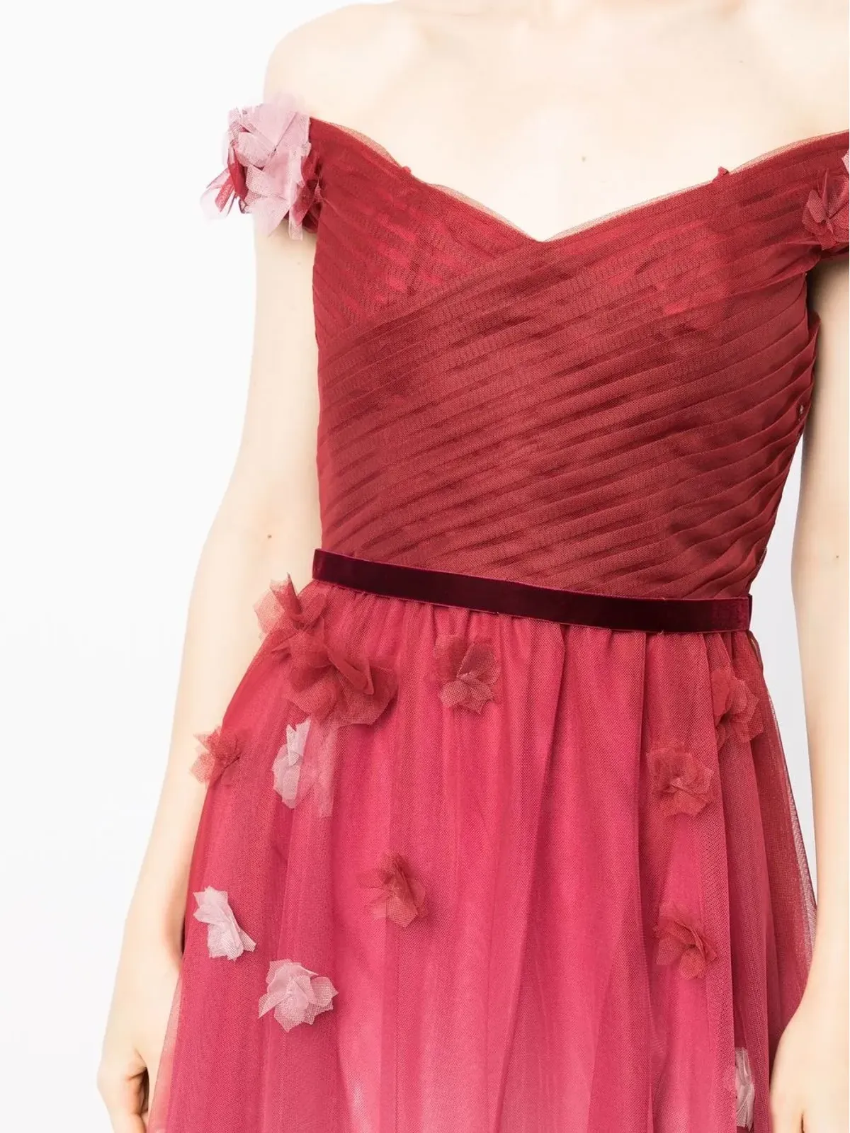 Marchesa Notte 花柄アップリケのグラデーション効果ドレス - 画像5