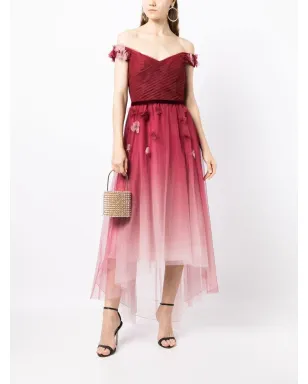 Marchesa Notte 花柄アップリケのグラデーション効果ドレス - サムネイル2
