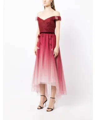 Marchesa Notte 花柄アップリケのグラデーション効果ドレス - サムネイル3