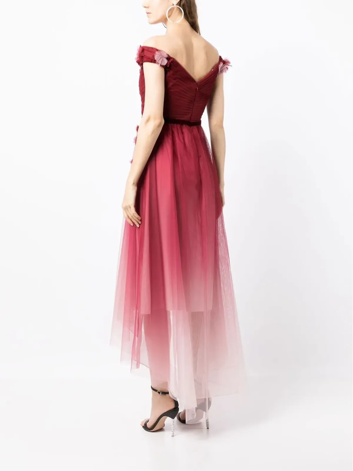 Marchesa Notte 花柄アップリケのグラデーション効果ドレス - 画像4