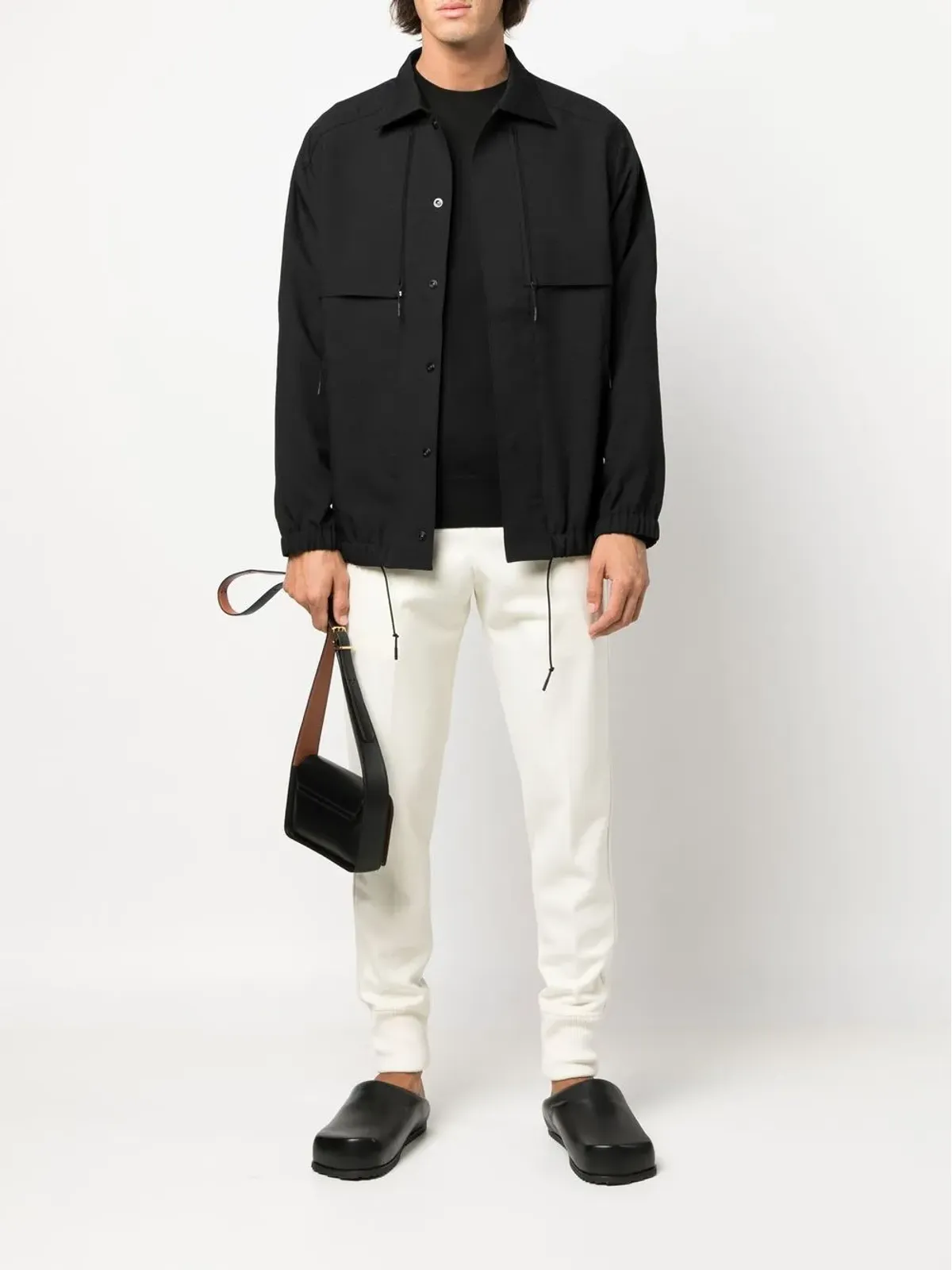 Jil Sander エラスティケイテッド ウエストバンド ウール トラックパンツ - 画像2