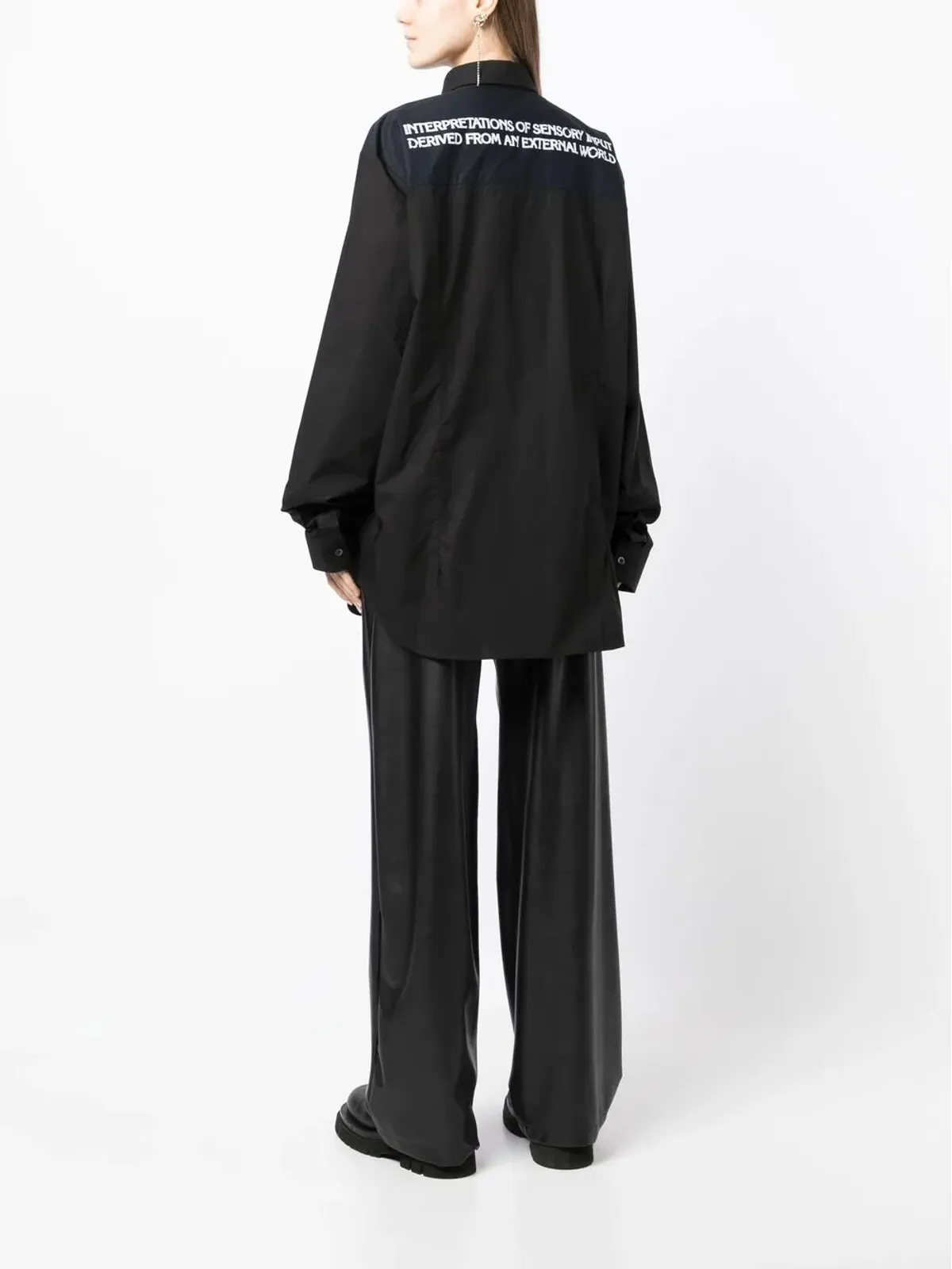 Raf Simons 刺繍入りコットンシャツ（ブラック） - 画像4