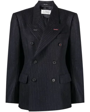 Maison Margiela ピンストライプ ダブルブレスト ウールブレザー - ブルー - サムネイル1