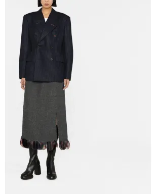 Maison Margiela ピンストライプ ダブルブレスト ウールブレザー - ブルー - サムネイル2