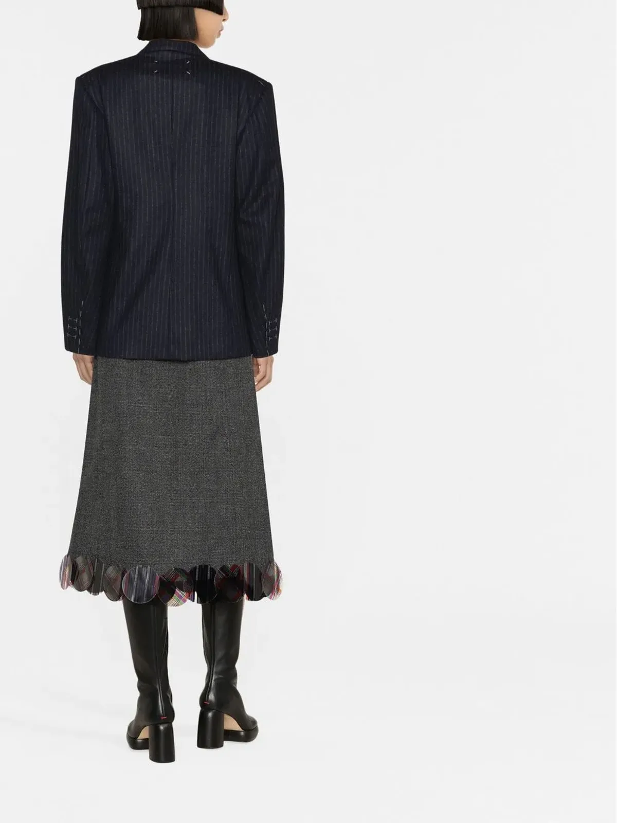 Maison Margiela ピンストライプ ダブルブレスト ウールブレザー - ブルー - 画像4