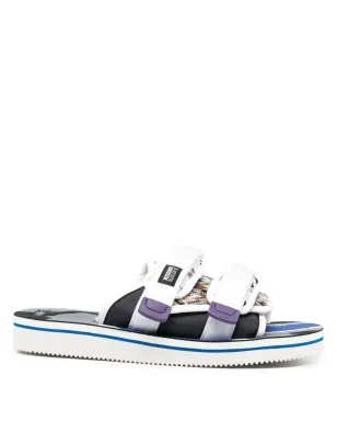 Suicoke double touch-strap panelled slides - White - サムネイル1