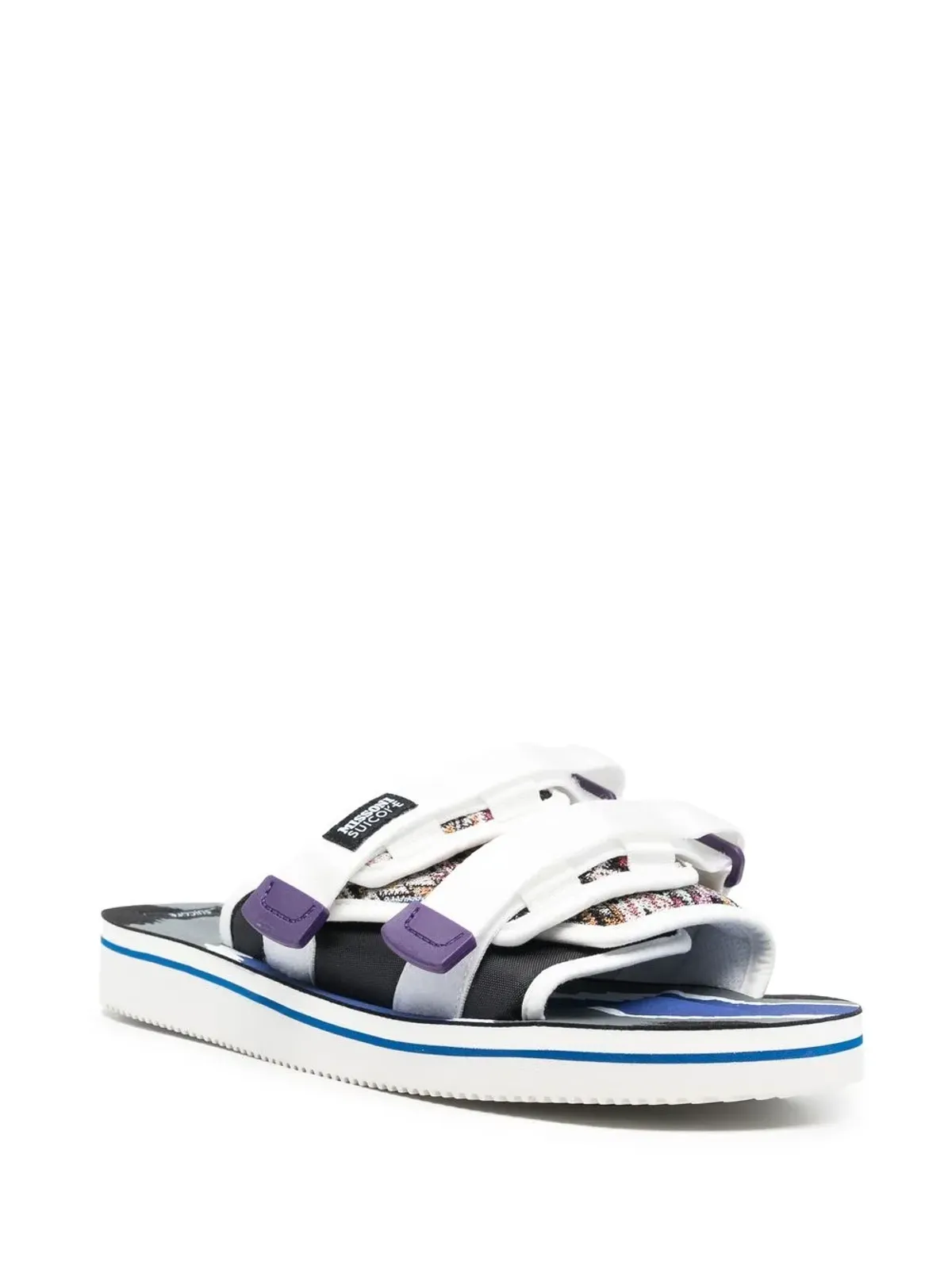 Suicoke double touch-strap panelled slides - White - 画像2