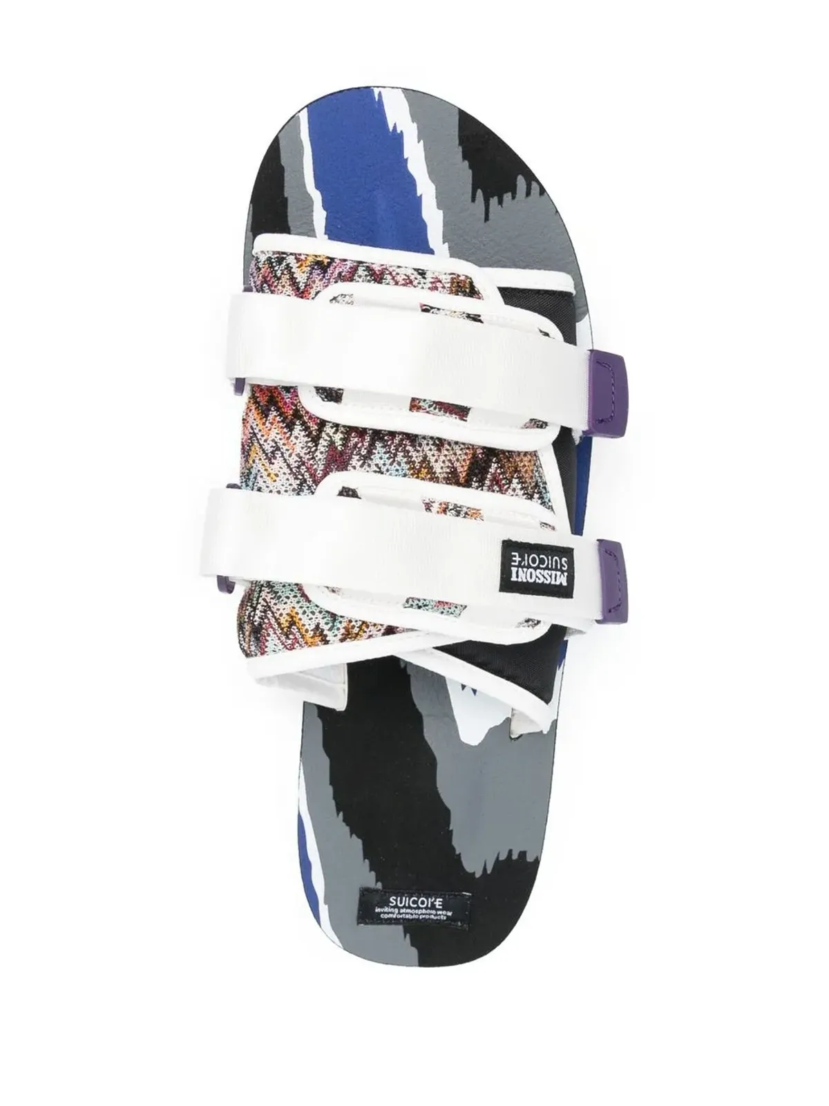 Suicoke double touch-strap panelled slides - White - 画像4