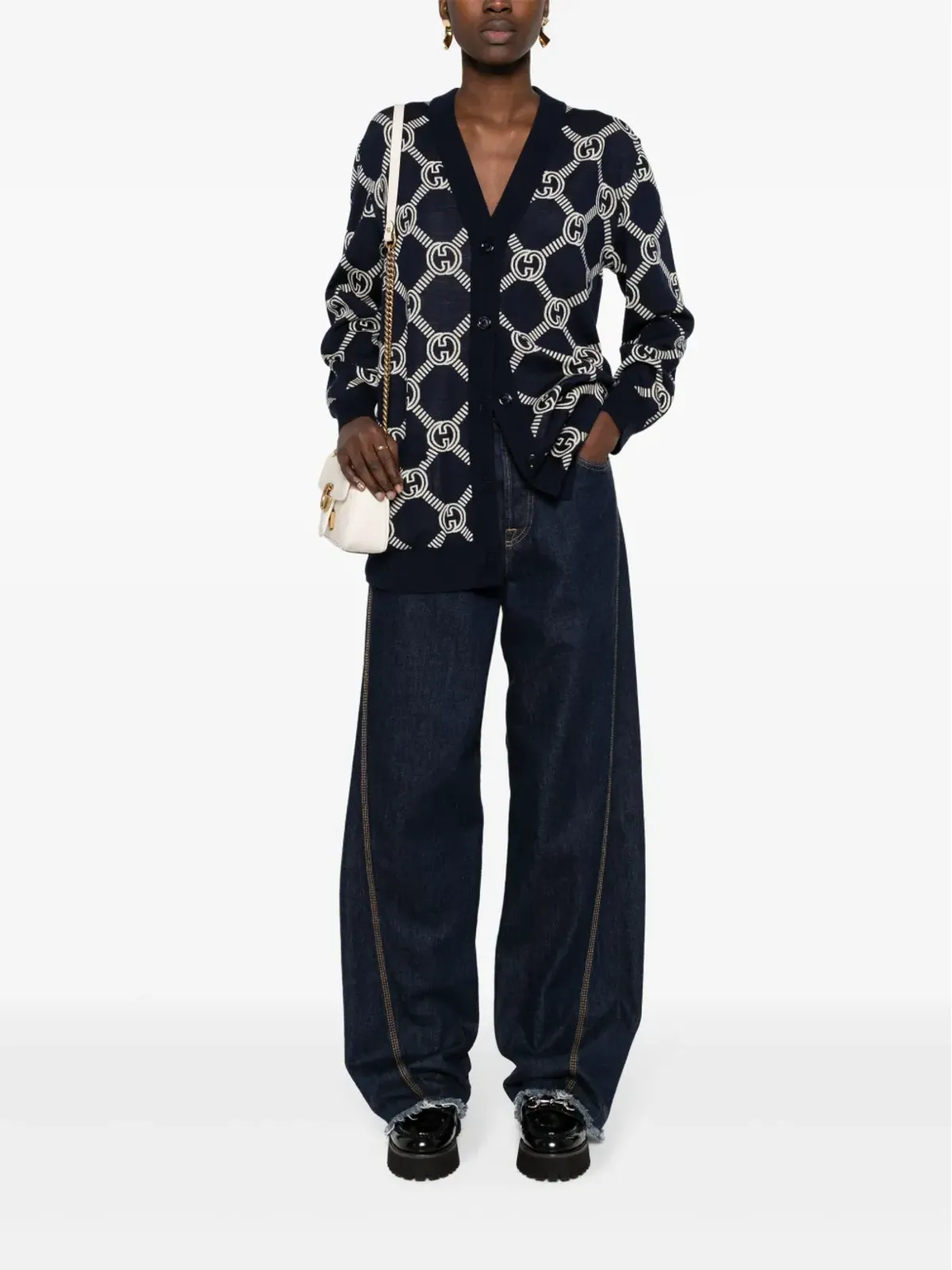 Gucci GGジャカード リバーシブル カーディガン - 画像2