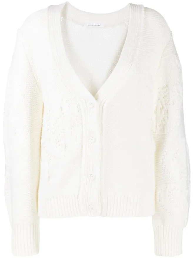 Cecilie Bahnsen Cecilie Bahnsen Vネック ウールカーディガン - ホワイトの商品画像