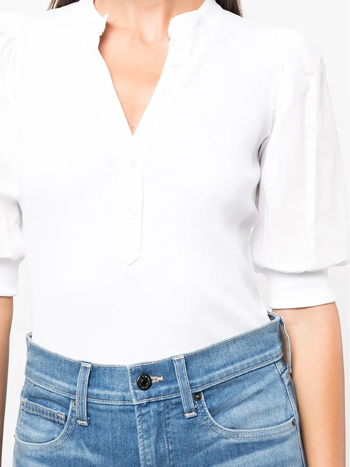 Veronica Beard Coralee ボタンアップトップ - ホワイト - 画像5