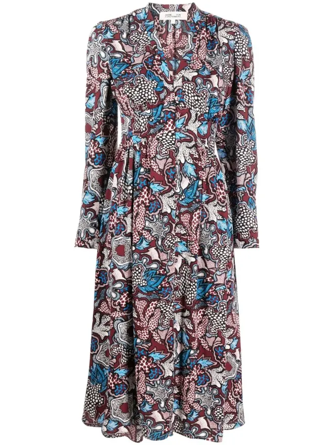 DVF Diane von Furstenberg DVF Diane von Furstenberg 花柄プリント ミディドレスの商品画像