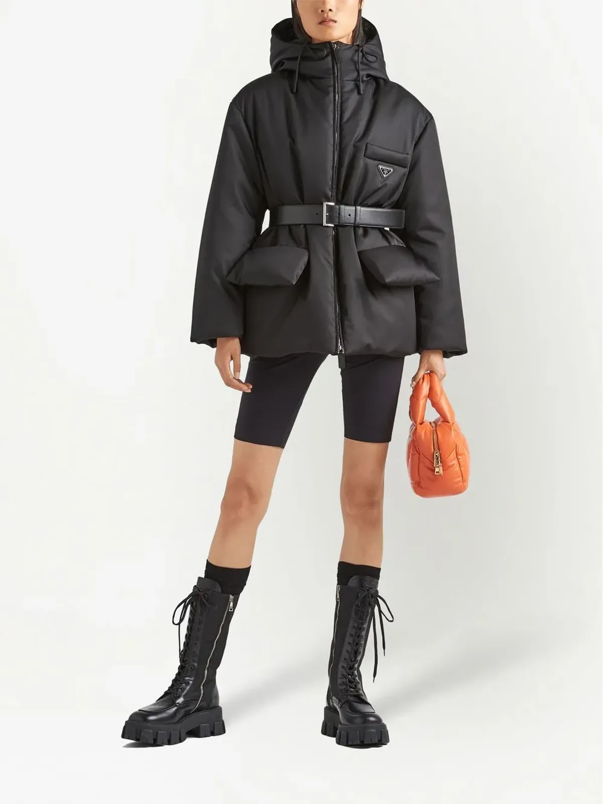 Prada リサイクルナイロン フード付き ダウンジャケット - 画像2