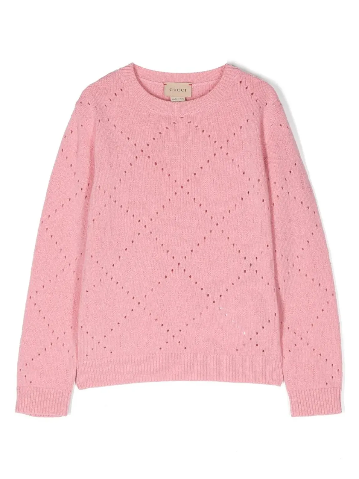 Gucci Kids オープンニット ウール ジャンパー ピンク - 画像1