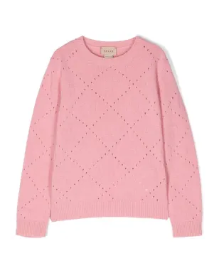 Gucci Kids オープンニット ウール ジャンパー ピンク - サムネイル1