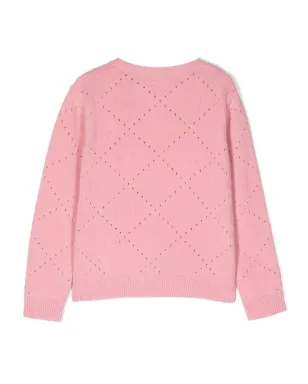 Gucci Kids オープンニット ウール ジャンパー ピンク - サムネイル2