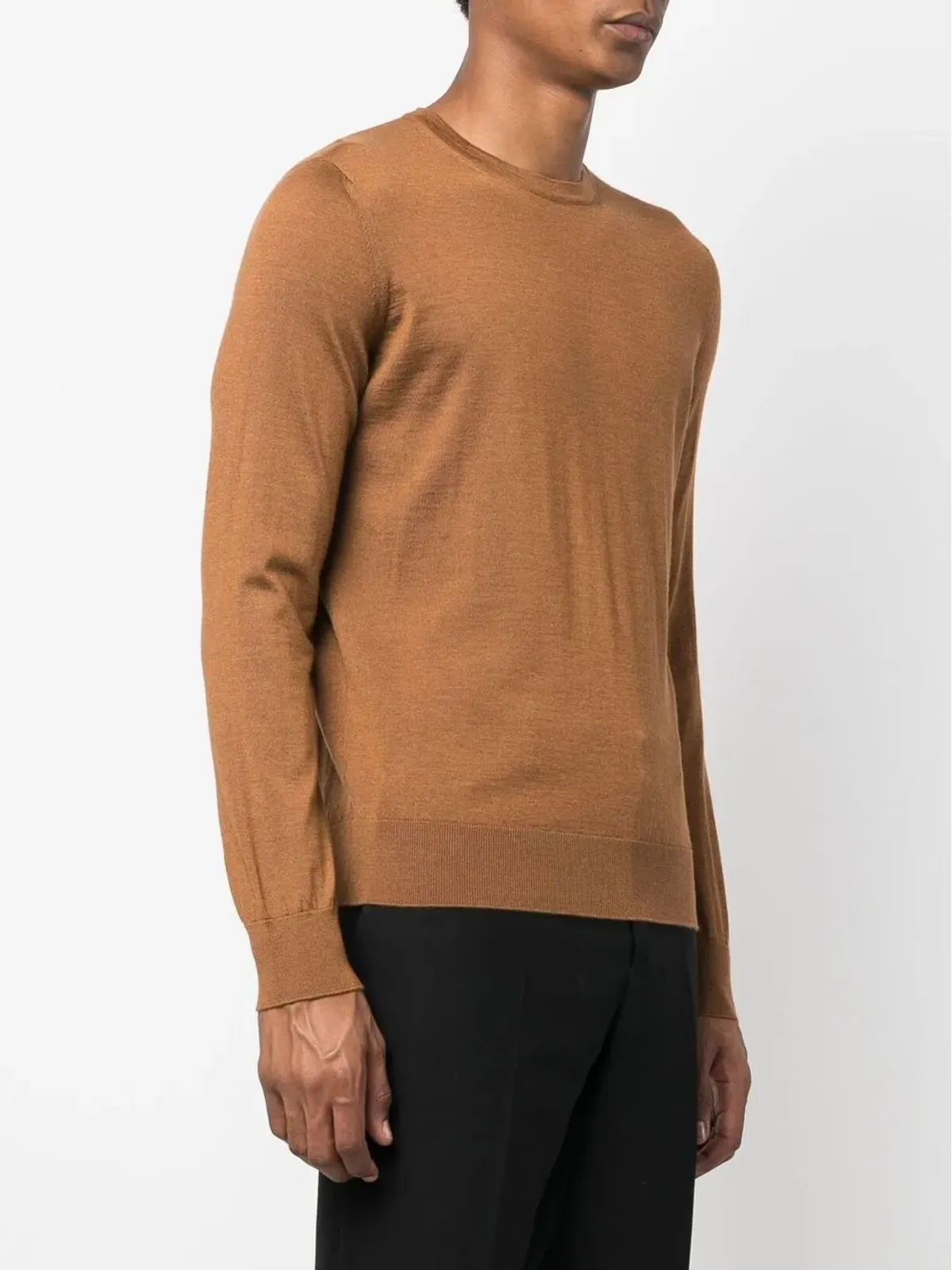 Zegna クルーネック カシミヤ・シルク混紡 ジャンパー（ブラウン） - 画像3