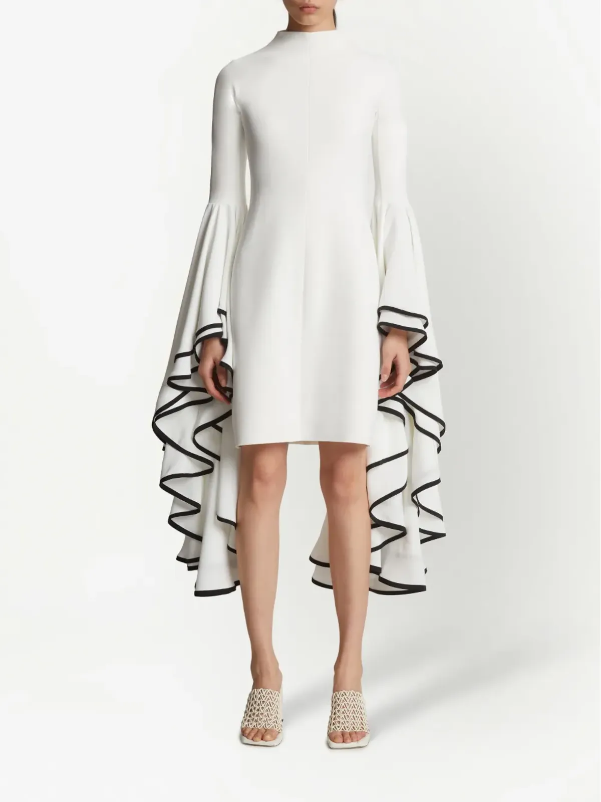 Proenza Schouler crepe ruffle sleeve dress - White - 画像2