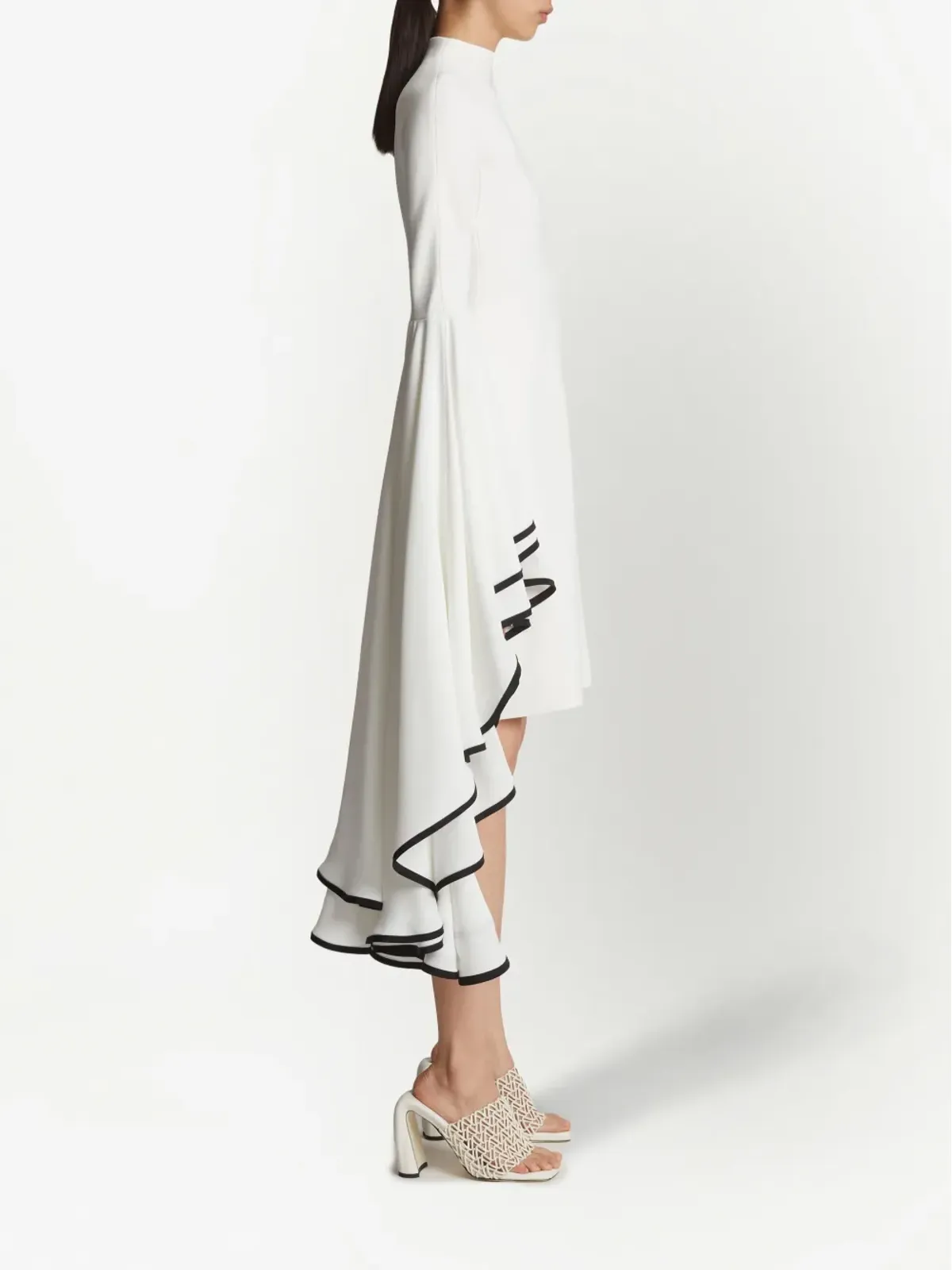 Proenza Schouler crepe ruffle sleeve dress - White - 画像3