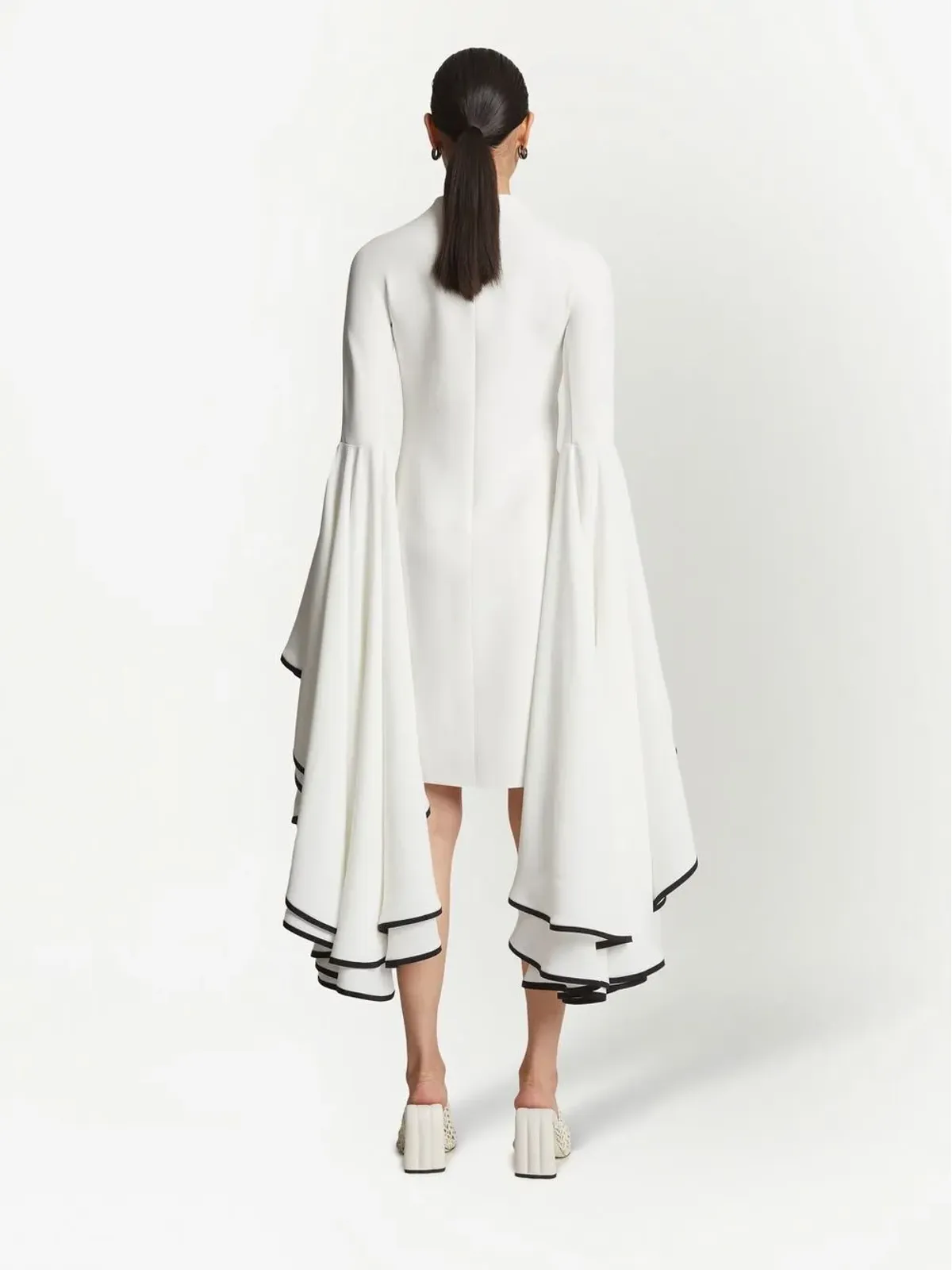 Proenza Schouler crepe ruffle sleeve dress - White - 画像4