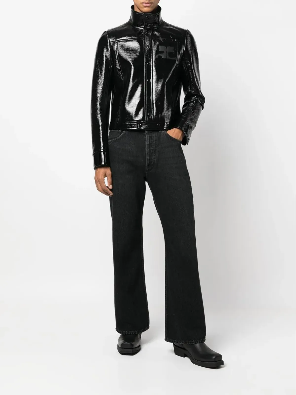 Courrèges ロゴパッチ付きフェイクレザー ジャケット - 画像2