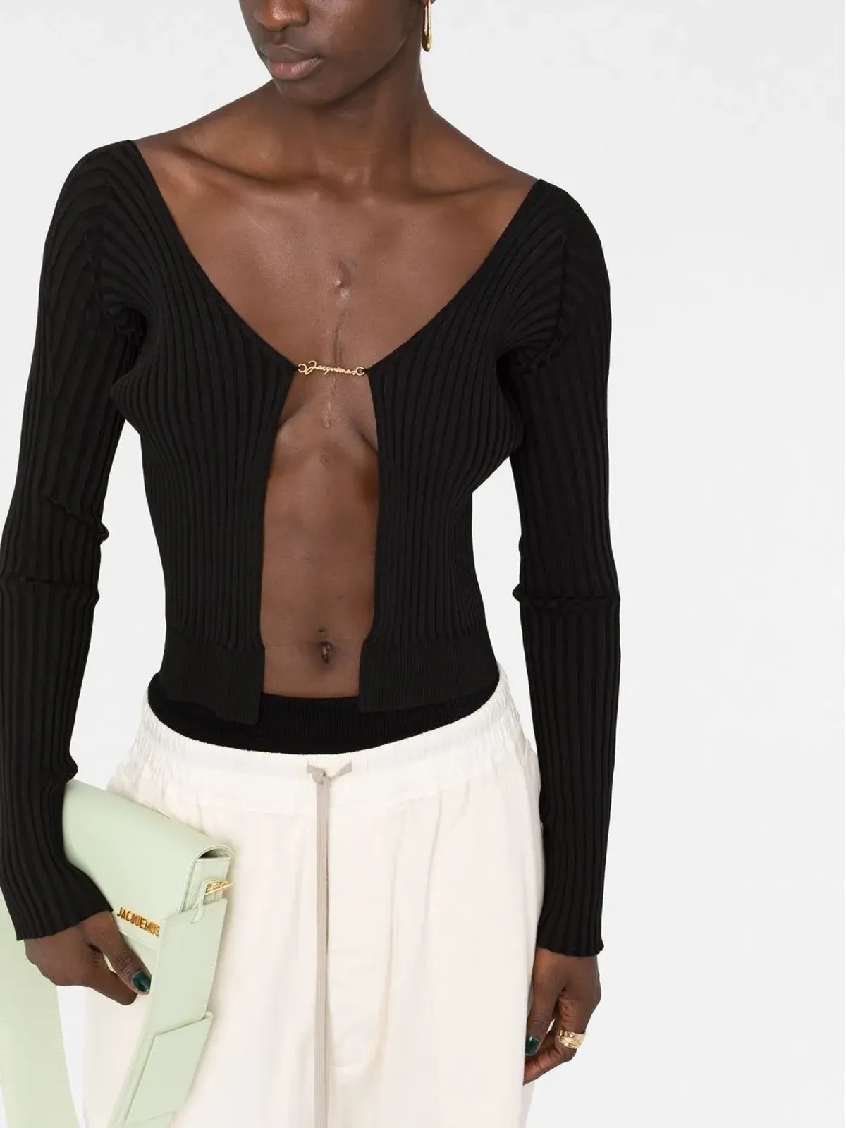 Jacquemus リブ編み Vネック カーディガン - 画像5