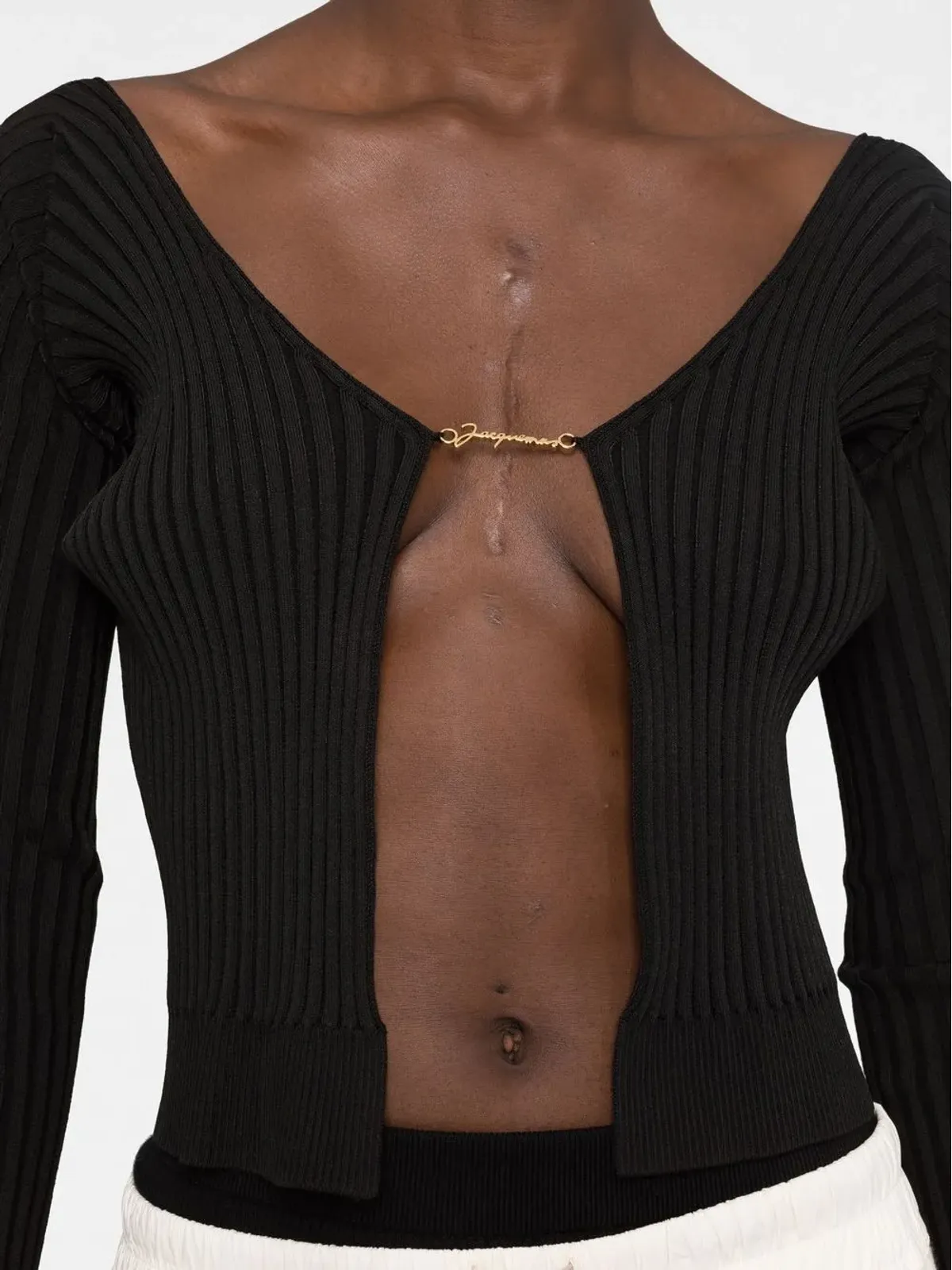 Jacquemus リブ編み Vネック カーディガン - 画像3