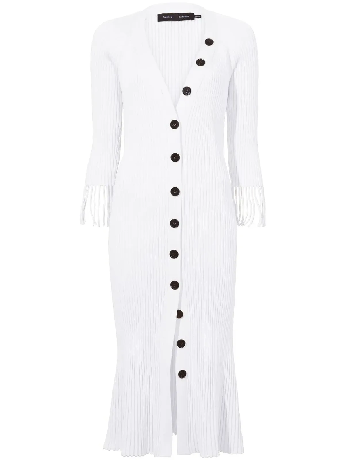 Proenza Schouler リブ編みニットのボタンアップドレス（ホワイト） - 画像1