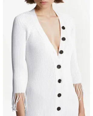 Proenza Schouler リブ編みニットのボタンアップドレス（ホワイト） - サムネイル5