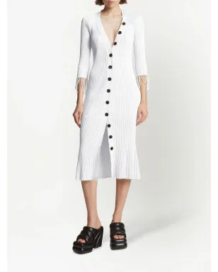 Proenza Schouler リブ編みニットのボタンアップドレス（ホワイト） - サムネイル2