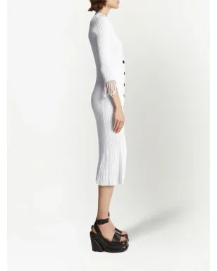 Proenza Schouler リブ編みニットのボタンアップドレス（ホワイト） - サムネイル3