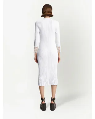 Proenza Schouler リブ編みニットのボタンアップドレス（ホワイト） - サムネイル4