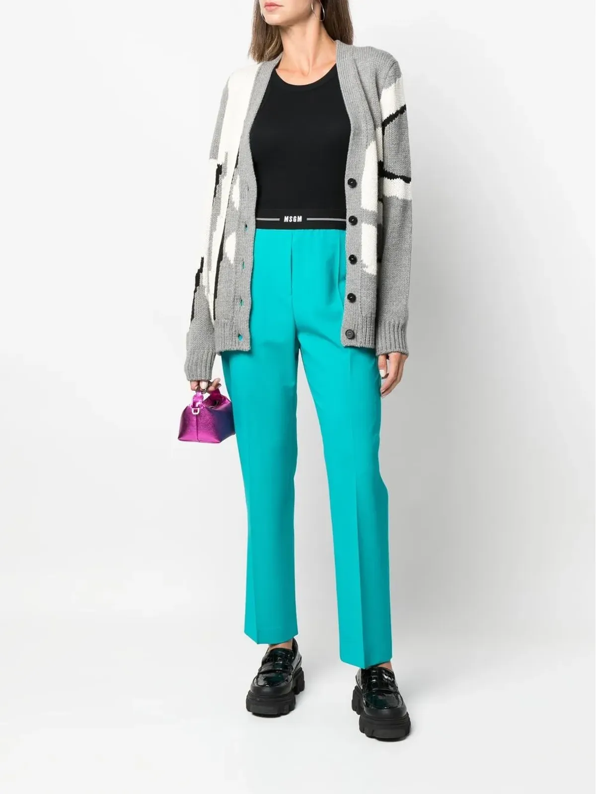 MSGM ロゴウェスト付きスリムテーラードパンツ - 画像2