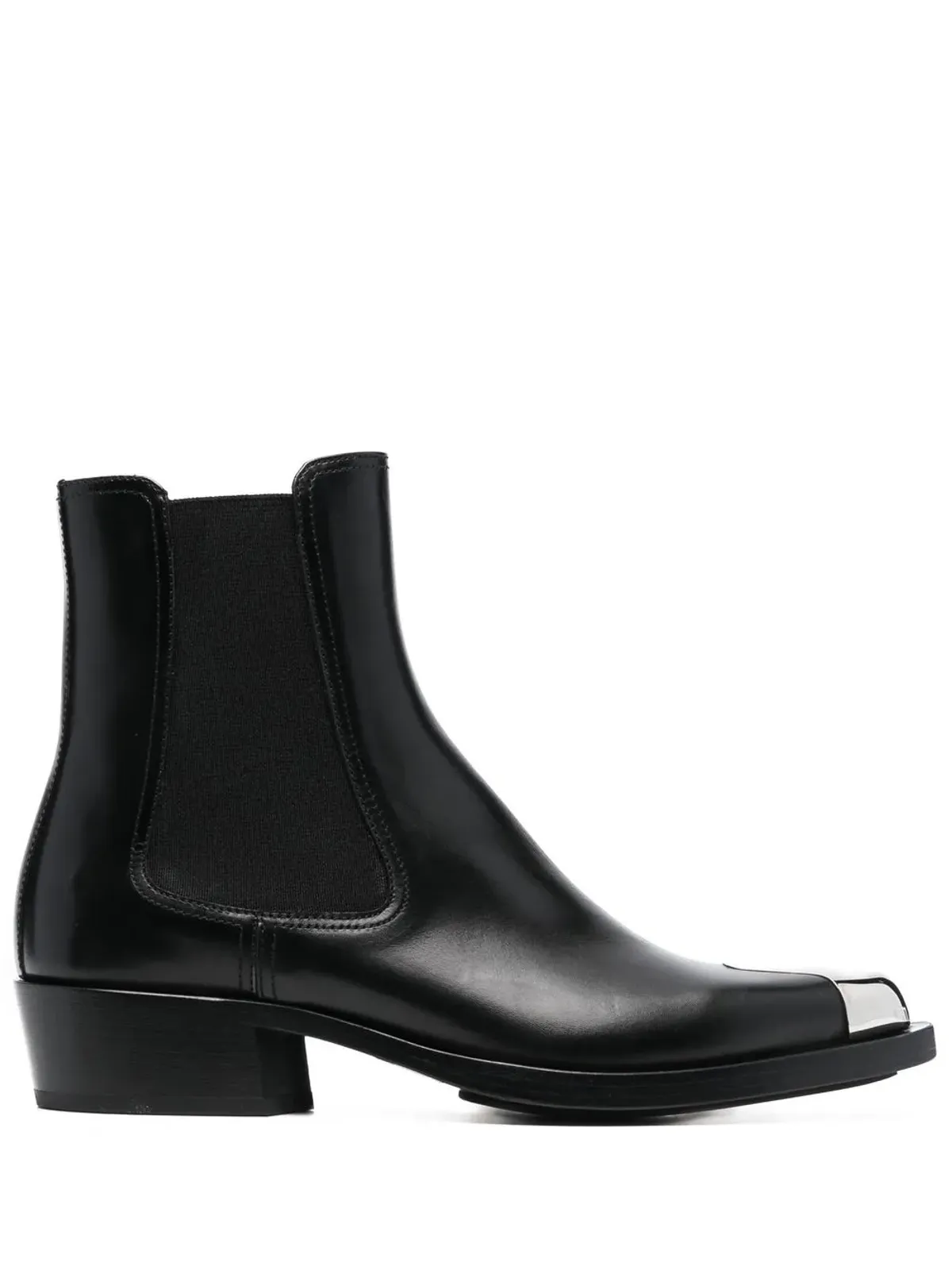 Alexander McQueen トゥキャップ レザーブーツ ブラック - 画像1