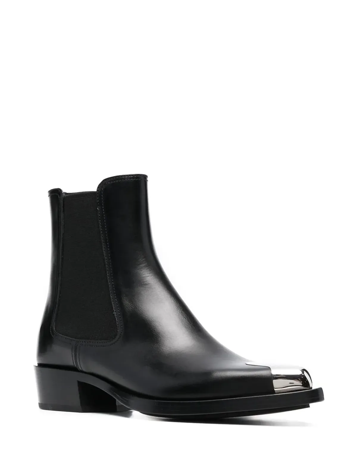 Alexander McQueen トゥキャップ レザーブーツ ブラック - 画像2