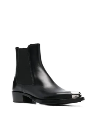Alexander McQueen トゥキャップ レザーブーツ ブラック - サムネイル2
