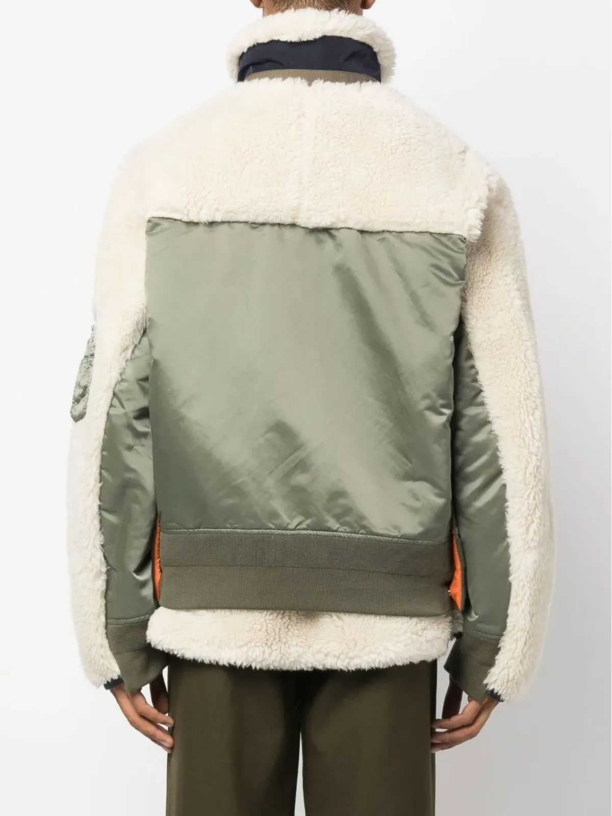 sacai panelled funnel neck jacket - Green - 画像4