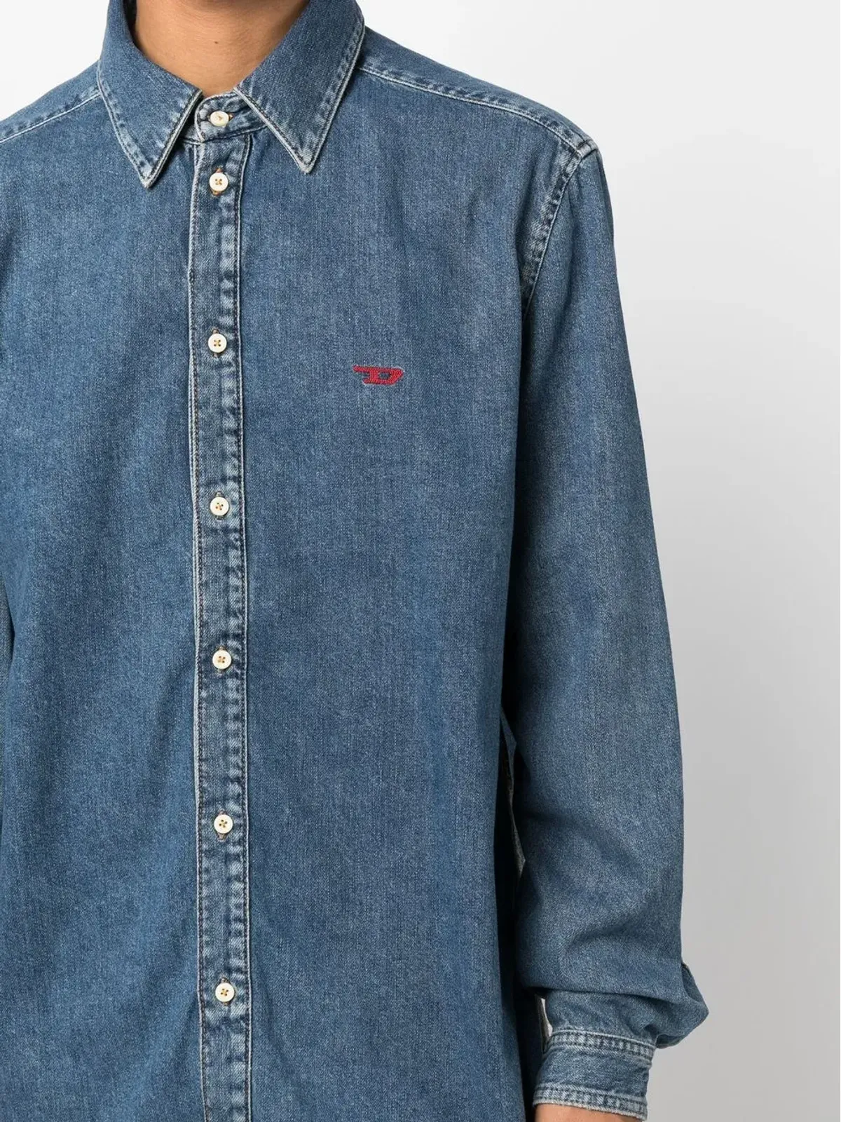 Diesel ロゴ刺繍デニムシャツ - 画像5