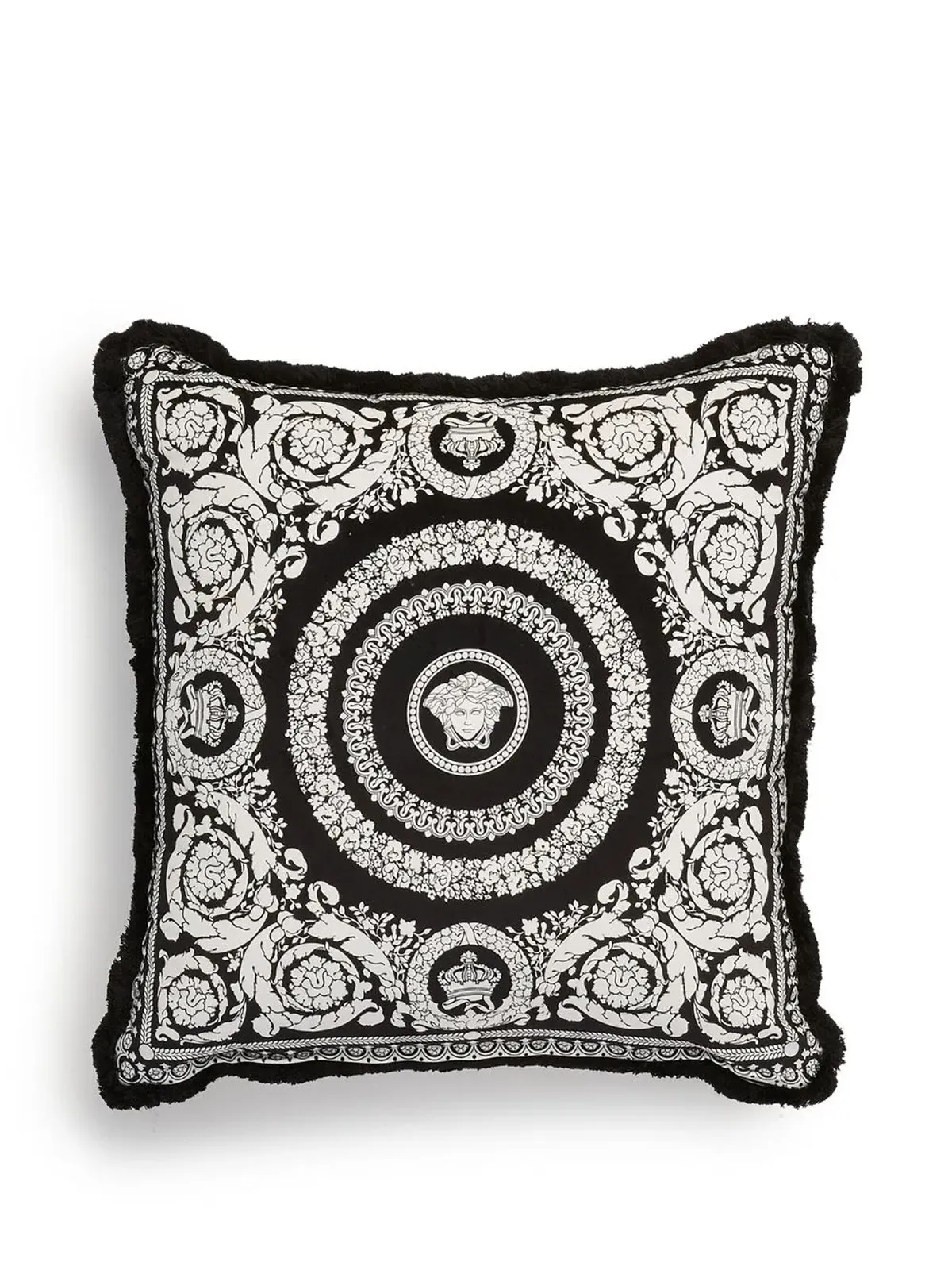Versace Barocco Foulard ベルベットクッション ブラック - 画像2