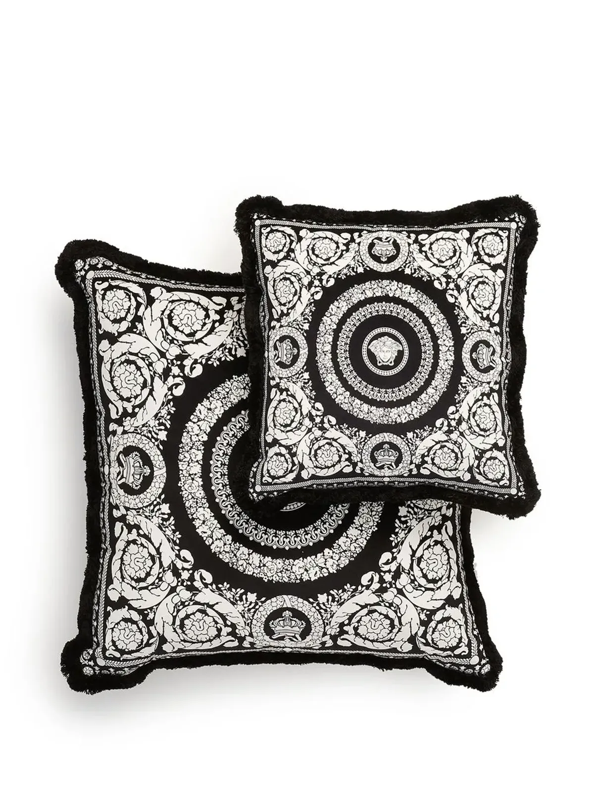 Versace Barocco Foulard ベルベットクッション ブラック - 画像4