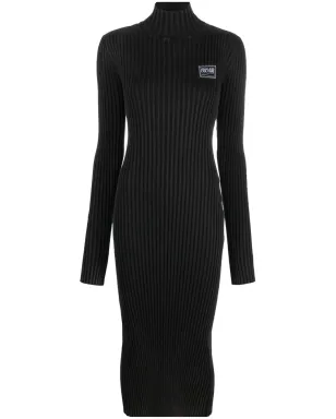 Versace Jeans Couture ロゴパッチ付きリブ編みミディドレス - ブラック - サムネイル1