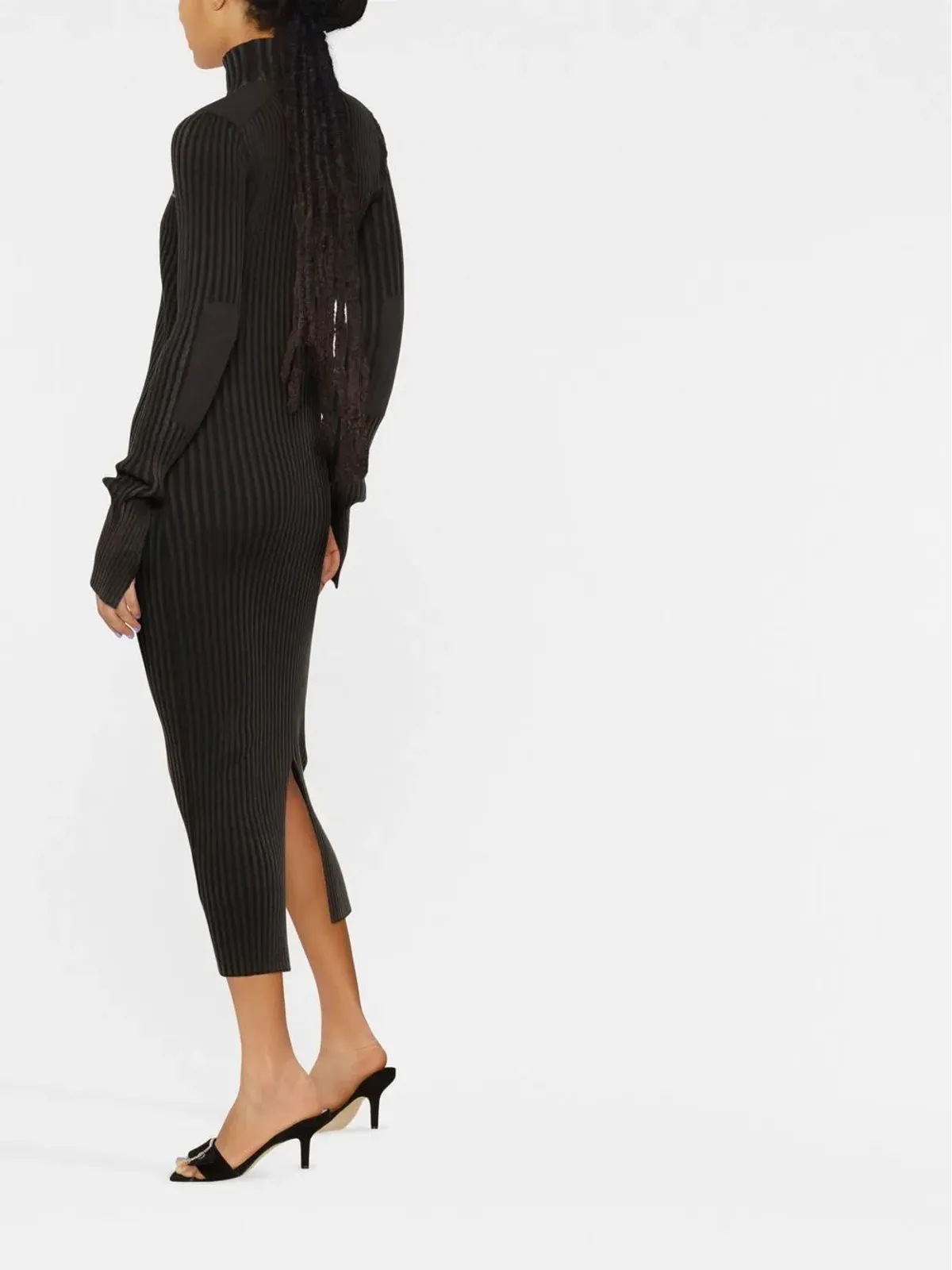 Versace Jeans Couture ロゴパッチ付きリブ編みミディドレス - ブラック - 画像3