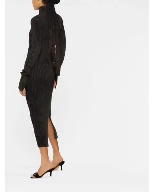 Versace Jeans Couture ロゴパッチ付きリブ編みミディドレス - ブラック - サムネイル3