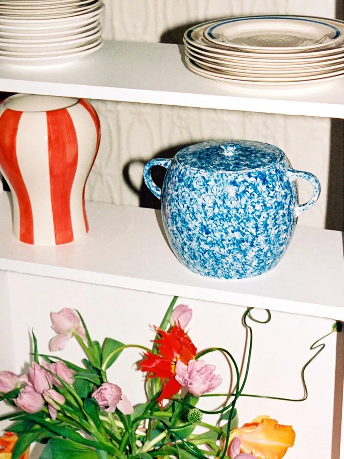 HAY Sobremesa スペックルドプリント ビーンポット ブルー - 画像3