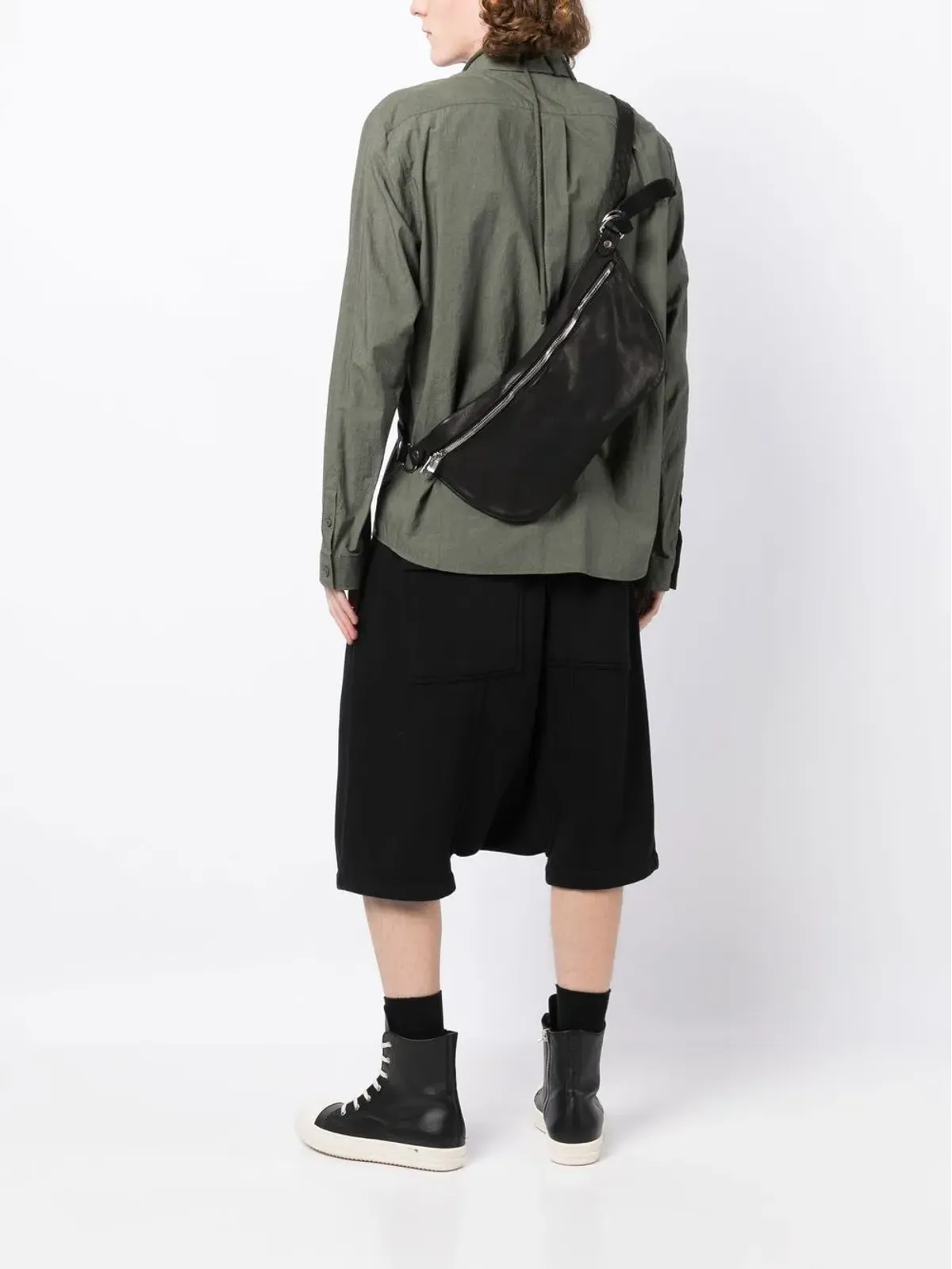 Guidi フロントジップファスニングベルトバッグ ブラック - 画像2