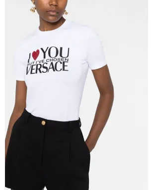 Versace クリスタル装飾スローガンTシャツ - サムネイル5