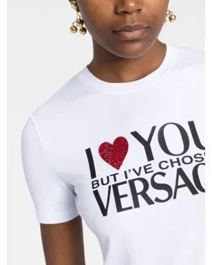 Versace クリスタル装飾スローガンTシャツ - サムネイル3