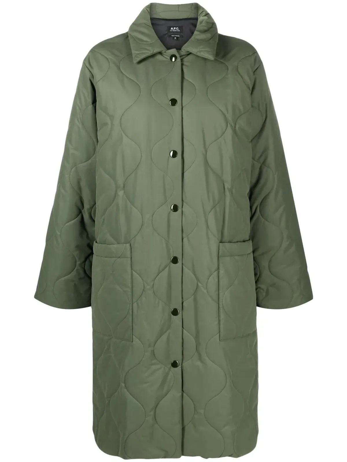 A.P.C. シングルブレスト キルティングコート（グリーン） - 画像1